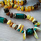 Amber Beads made of amber and malachite 'Elegy', Beads2, Moscow,  Фото №1