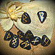 Nordic runes made of Black Obsidian,set, Runes, Koshehabl,  Фото №1
