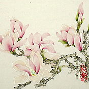 картинаВоробьиная история(китайская живопись весна цветы и птицы