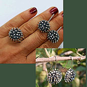 Украшения handmade. Livemaster - original item Silver stylish hedgehog ring. Silver jewelry set. silver. Handmade.