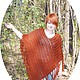 ПОНЧО " Коньячное". Пончо. Елена- L. Ярмарка Мастеров.  Фото №4