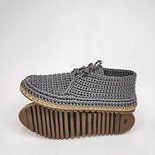 Обувь ручной работы handmade. Livemaster - original item Knitted sneakers, grey cotton. Handmade.