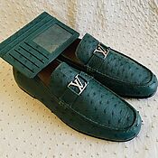 Обувь ручной работы handmade. Livemaster - original item Men`s gift set, cartholder loafers made of ostrich.. Handmade.