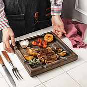 Посуда handmade. Livemaster - original item Square plate for steak 