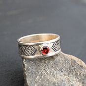 Украшения handmade. Livemaster - original item Fern Flower ring with pomegranate. 925 sterling silver. Handmade.