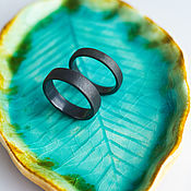 Свадебный салон handmade. Livemaster - original item Flat black rings. Engagement ring. Handmade.