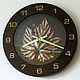 Wall clock 'Grape leaf' dark wood metal, Watch, Ivanovo,  Фото №1