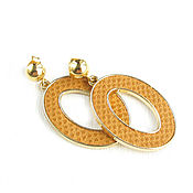 Украшения handmade. Livemaster - original item Leather earrings, leather earrings, beige Caramel earrings