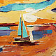 Картина пейзаж "Море на закате" Парусник. Морской декор. Картины. Картина от Ани. Ярмарка Мастеров.  Фото №4