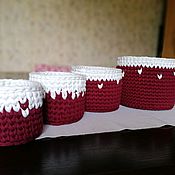 Для дома и интерьера handmade. Livemaster - original item Set of four knitted interior baskets for beautiful storage. Handmade.