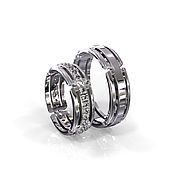 Свадебный салон handmade. Livemaster - original item Paired wedding rings made of silver with stones (Ob56). Handmade.