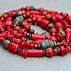 Long red Coral beads Tibetan beads coral turquoise bright. Beads2. Ritasdreams (ritasdreams). My Livemaster. Фото №6