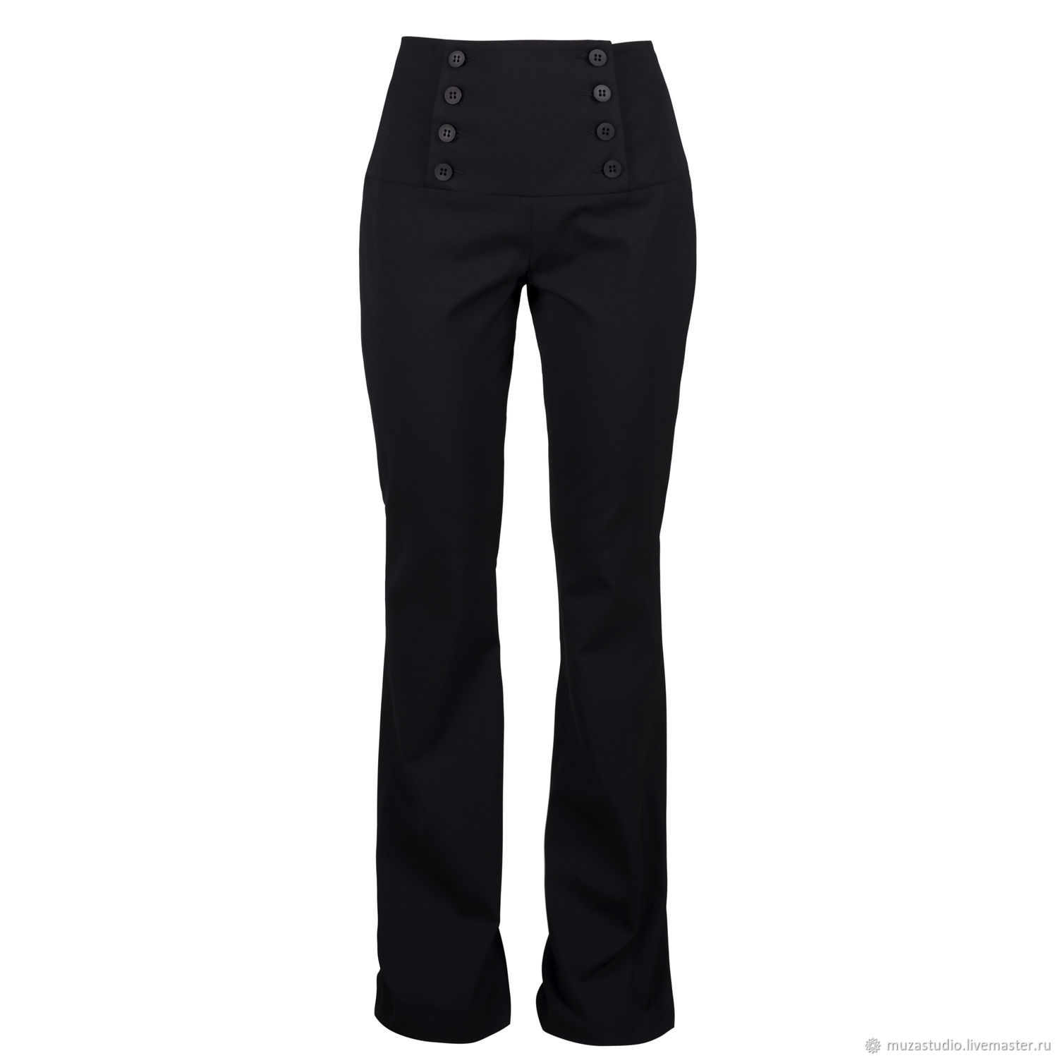 Button Embellished Flared Pants, Hippie 