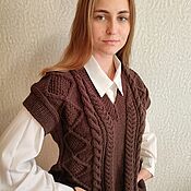 Одежда handmade. Livemaster - original item Women`s knitted vest with diamonds (sleeveless jumper) V neck. Handmade.