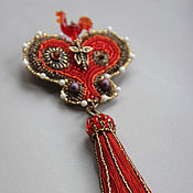 Bat embroidery pin Indonesian inspired mask brooch