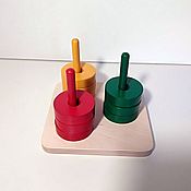 Куклы и игрушки handmade. Livemaster - original item Montessori Pyramid with three colored pegs. Handmade.