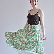 Одежда handmade. Livemaster - original item The skirt of the bell summer with green print. Handmade.