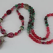 Украшения handmade. Livemaster - original item Long beads with a pendant (agate, garnet)