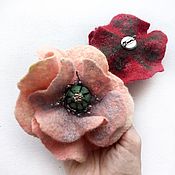 Украшения handmade. Livemaster - original item Poppy pink, burgundy brooch. Handmade.