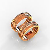 Свадебный салон handmade. Livemaster - original item Pair of wedding rings with stones men`s and women`s gold (Ob46). Handmade.