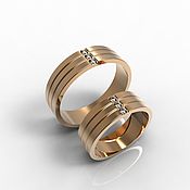 Свадебный салон handmade. Livemaster - original item Wedding rings with 3 stone track gold 585 (Ob38). Handmade.