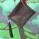 Cosmetic bag purse leather and faux leather tassel Black Croco. Beauticians. Katorina Rukodelnica HandMadeButik. My Livemaster. Фото №4