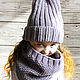Вязаный комплект шапка и снуд "Серо-голубой". Hat and scarf set. Knitting for kids and moms. Online shopping on My Livemaster.  Фото №2