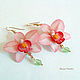 Earrings 'Pink Orchid'. polymer clay, Earrings, Zarechny,  Фото №1