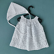 Работы для детей, handmade. Livemaster - original item A gift for a newborn: a sundress for a girl and a cap, white. Handmade.