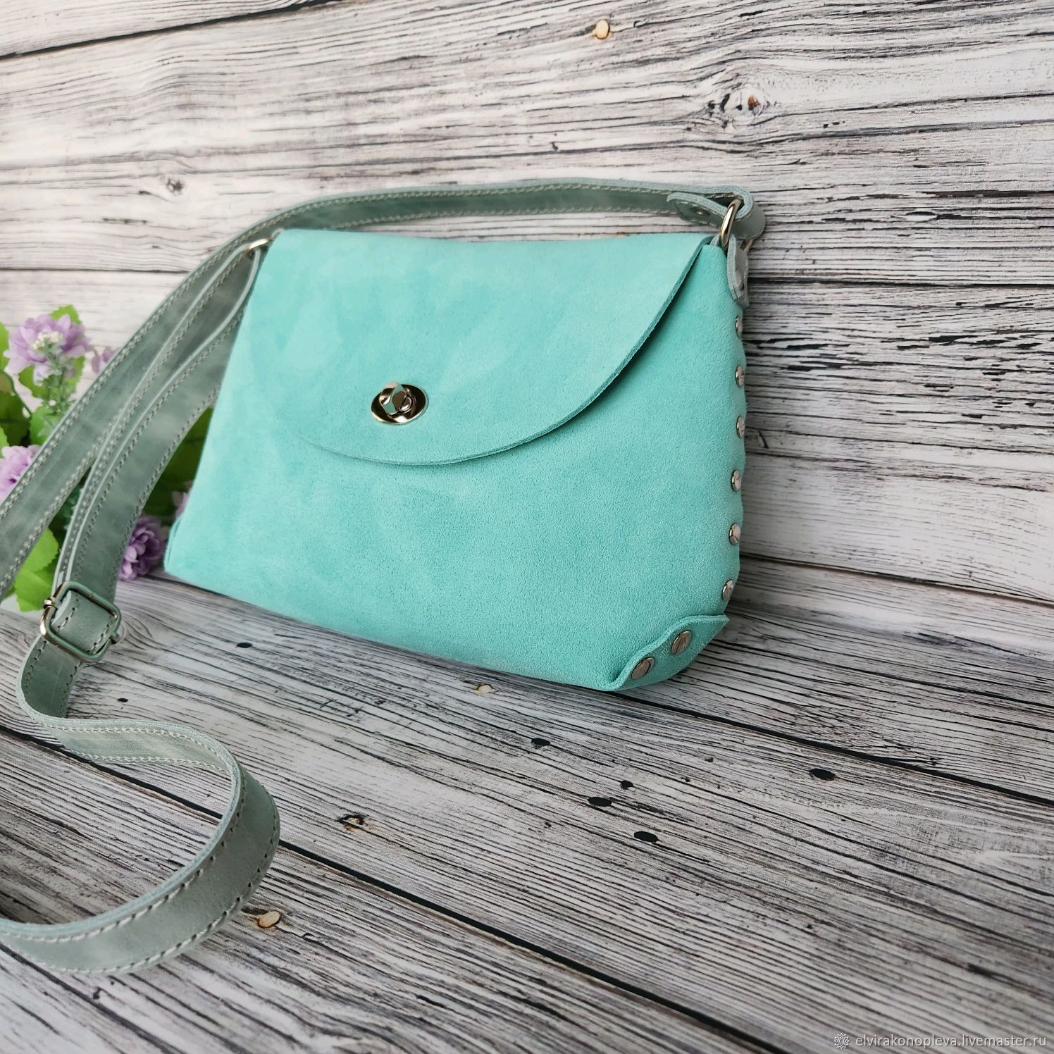 Маленькая сумочка из замши бирюзовая в интернет-магазине Ярмарка ...