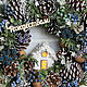 Рождественский венок "Голубика" с белым домиком. Интерьерные венки. Zuli. Ярмарка Мастеров.  Фото №4