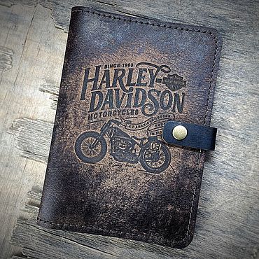 Сумки ручной работы. Ярмарка Мастеров - ручная работа Обложка для документов Harley Davidson из кожи для автодокументов стс. Handmade.