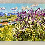 Картина Поле маков пейзаж с цветами маслом 30х40 см