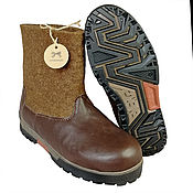 Обувь ручной работы handmade. Livemaster - original item Brown felt boots with genuine leather. Handmade.