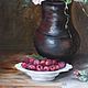 Oil painting still life of Hollyhocks with raspberries rustic. Pictures. Ирина Димчева. My Livemaster. Фото №5