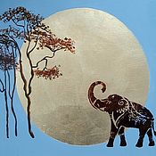 Картины и панно handmade. Livemaster - original item Africa, elephant in the savannah interior painting. Handmade.