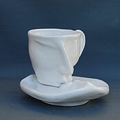 Посуда handmade. Livemaster - original item teacups: Kiss (white). Handmade.