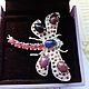 Burgundy Dragonfly brooch with natural rubies and opals. Brooches. SELENA. My Livemaster. Фото №6