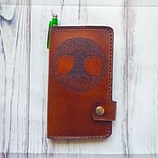 Канцелярские товары handmade. Livemaster - original item Leather notebook cover for documents engraved with the Tree of life. Handmade.