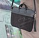 Case bag for laptop and documents from suede and leather Black, Case, Moscow,  Фото №1
