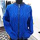 Синий вязаный кардиган на молнии. Бомберы. ShAmi_knitwear. Интернет-магазин Ярмарка Мастеров.  Фото №2