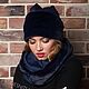 Шапка экомех "Тёмная лазурь". Шапки. KUDESNITSA Designer Accessories. Интернет-магазин Ярмарка Мастеров.  Фото №2