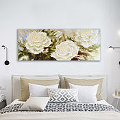 Картины и панно handmade. Livemaster - original item Oil painting of White Roses in the living room. Interior roses in the bedroom.. Handmade.