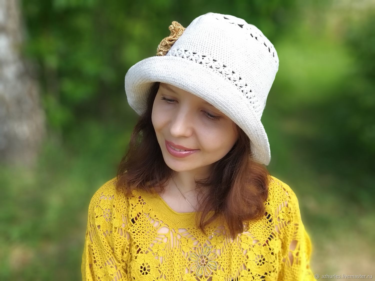 Вязаная летняя женская шляпа