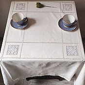 Для дома и интерьера handmade. Livemaster - original item Linen tablecloth 140/140 white 4 cubans ( napkins optional. Handmade.