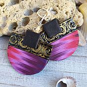 Earrings from polymer clay summer Chintz with gold leaf