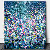 Картины и панно handmade. Livemaster - original item Oil painting floral abstraction. Abstract flowers on canvas.. Handmade.