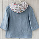 Blue blouse with 3/4 sleeves made of 100% linen. Blouses. etnoart. Online shopping on My Livemaster.  Фото №2