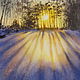 Картина акварелью Закат в зимнем лесу. Картины. Акварельные пейзажи. Ярмарка Мастеров.  Фото №4