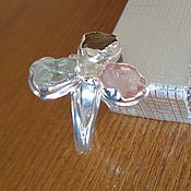 Украшения handmade. Livemaster - original item Flower ring with multicolored tourmaline crystal in silver 925. Handmade.